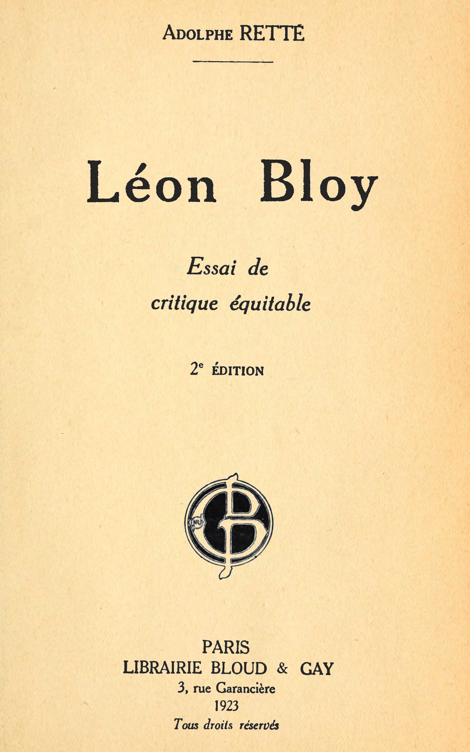 Léon Bloy : Essai de critique équitable