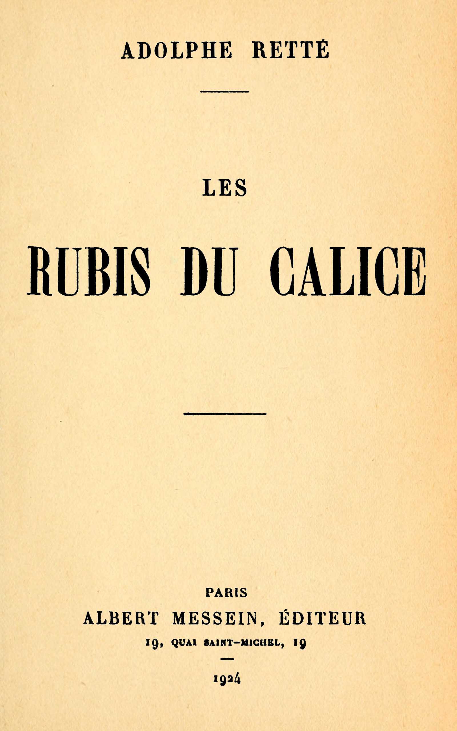 Les rubis du calice