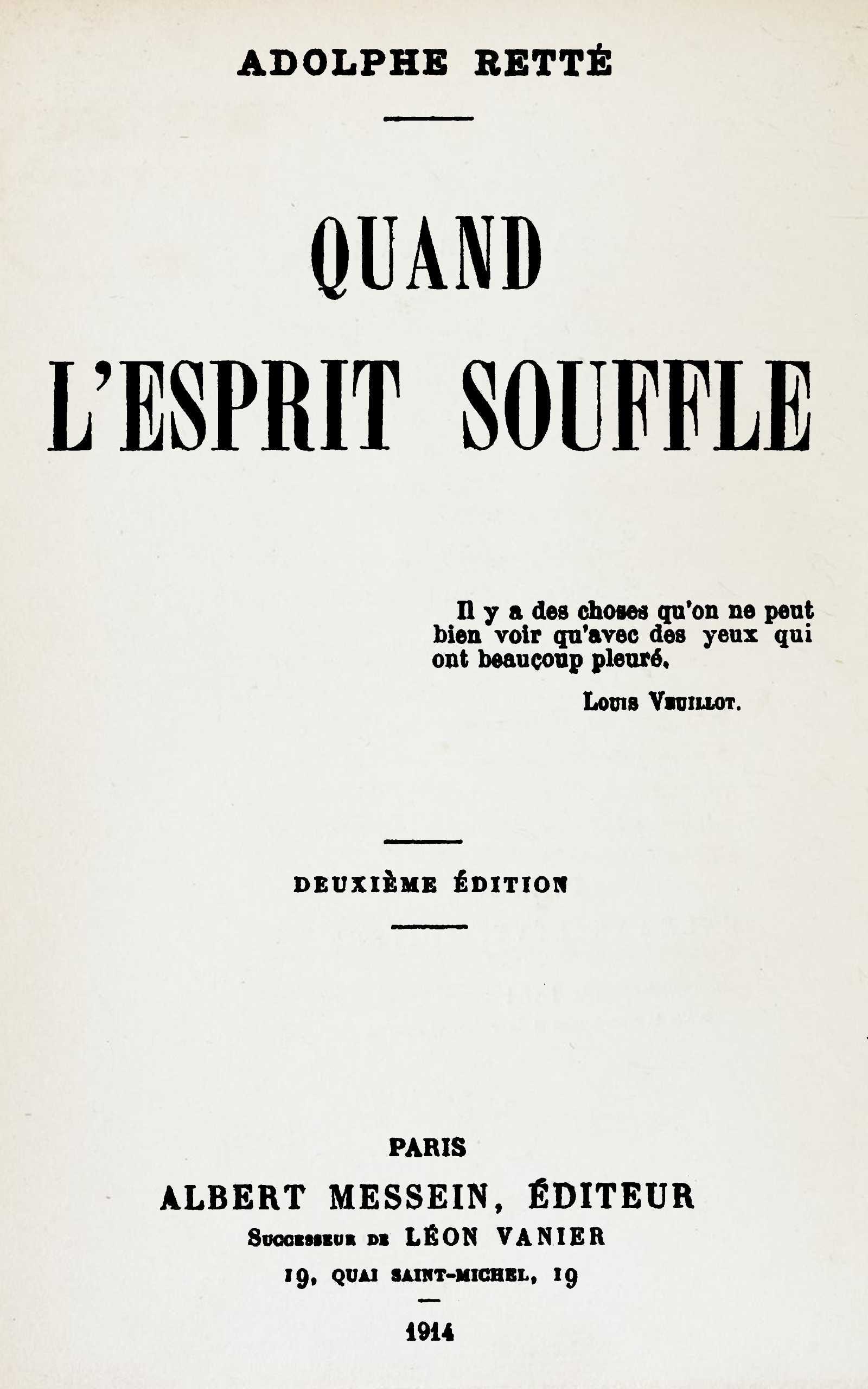Quand l'esprit souffle