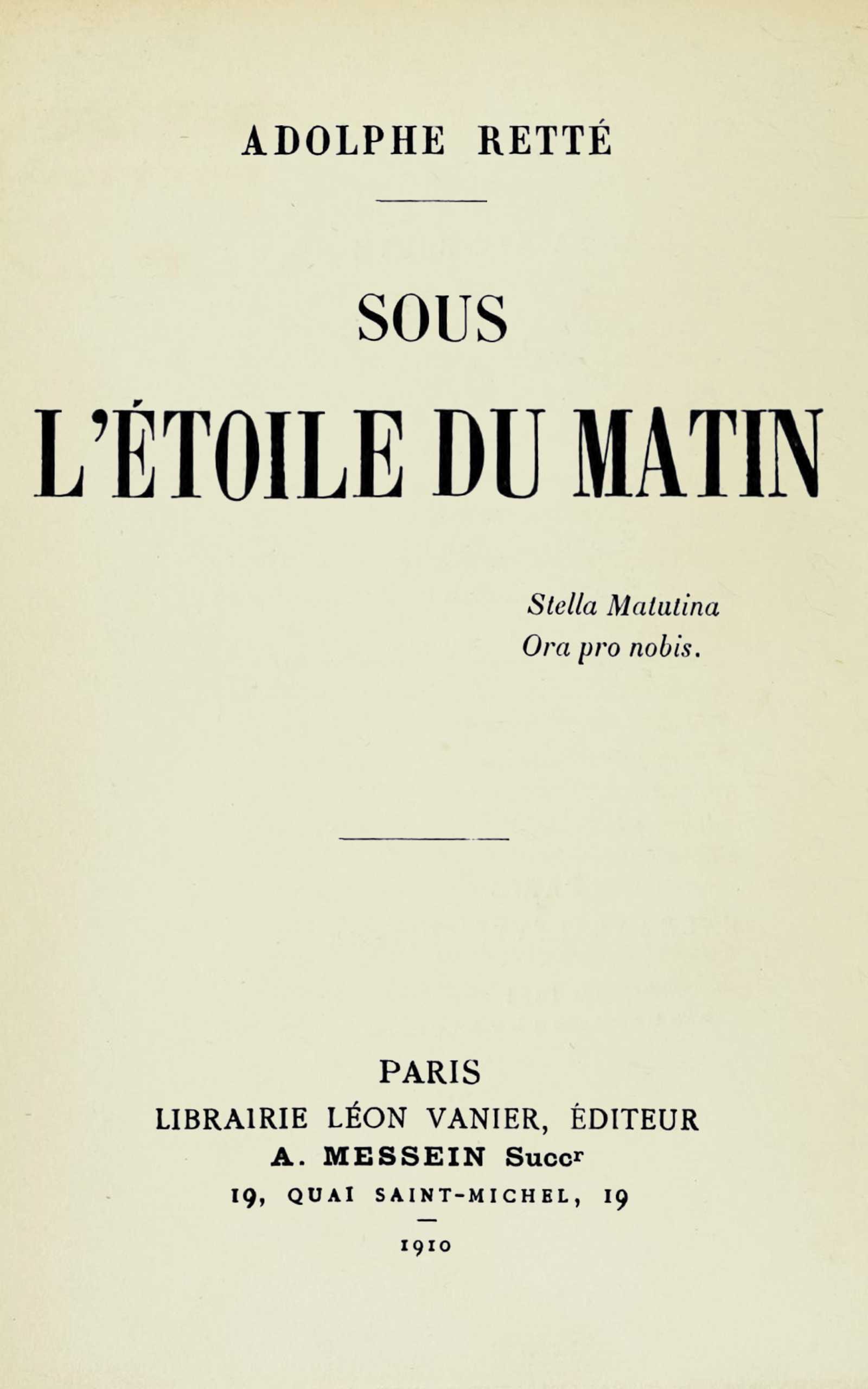 Sous l'Étoile du Matin