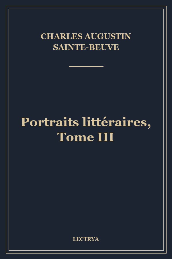 Portraits littéraires, Tome III