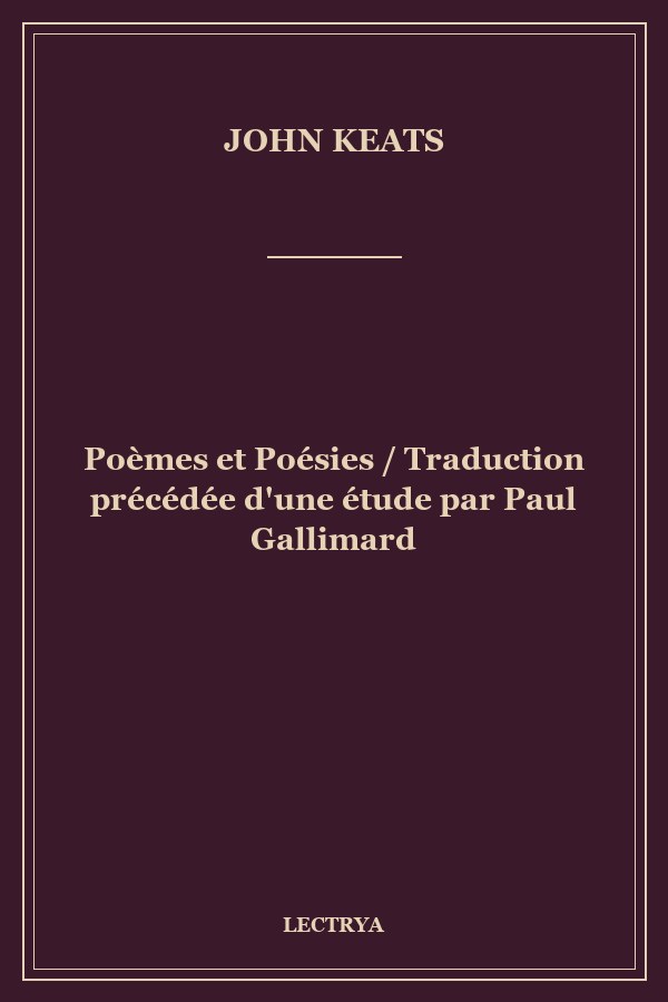 Poèmes et Poésies / Traduction précédée d'une étude par Paul Gallimard