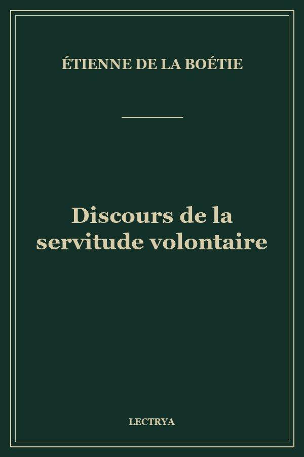 Couverture de Discours de la servitude volontaire