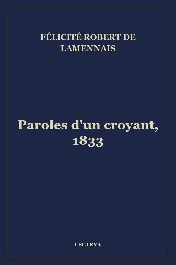 Paroles d'un croyant, 1833