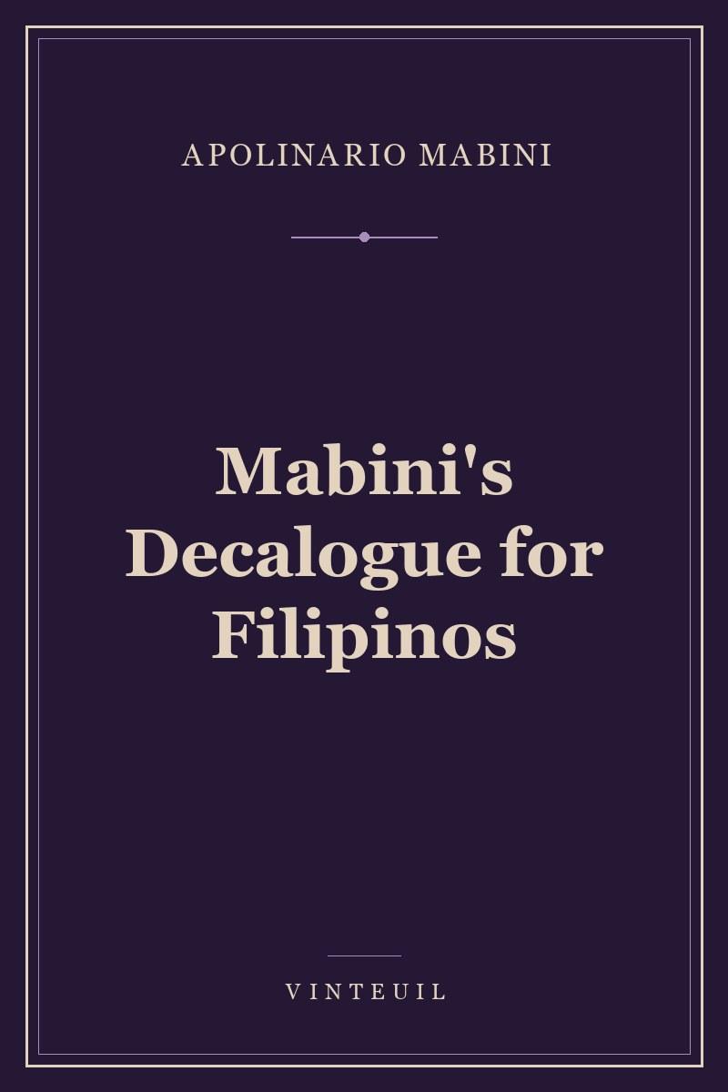 Mabini's Decalogue for Filipinos